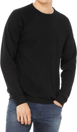 Bella + Canvas Unisex Sponge Fleece Raglan Crewneck Sweatshirt In Black