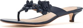 Lauren Ralph Lauren Francesca Floral-Trim Nappa Sandals Womens Sandals Refined Navy : 8.5 B - Medium, Leather