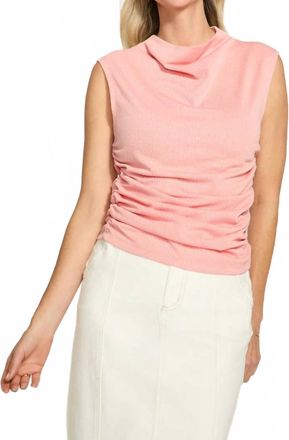 FDJ Ruched Cap Sleeve Top In Light Coral