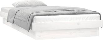 vidaXL Vidaxl - Estructura Cama Individual Led Sin Colch&oacute;n Madera Maciza Blanco