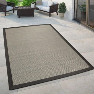 Paco Home Paco Home - Alfombra De Tejido Plano Interior y Exterior Moderno Aspecto Natural Monocolor Gris 80x150 cm