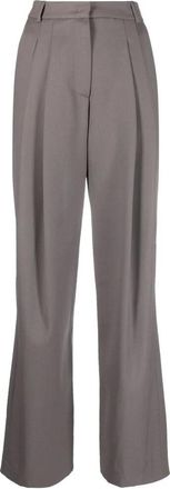 Low Classic Grijze Wollen Hoge Taille Broek - Dames - Wijde Broeken - Grijs - M - Wol - Broeken