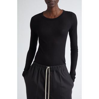 Rick Owens Rib Long Sleeve T-Shirt in Black at Nordstrom, Size Medium