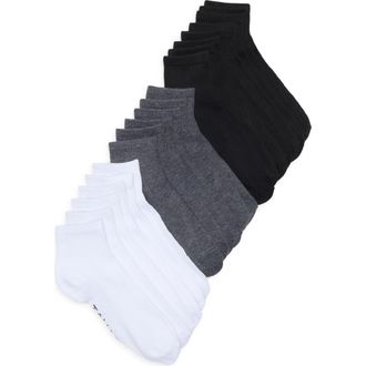 Elie Tahari 10-Pack Quarter Socks in Charcoal Heather/White/Black at Nordstrom Rack, Size 9/11