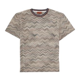 Missoni T-Shirts, male, Beige, Size: 2XL Zigzag Knit T-Shirt