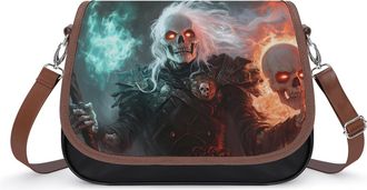 Generic Skeleton Wizard Crossbody Bag Womens Handbag PU Message Bags Shoulder Purse with Adjustable Strap