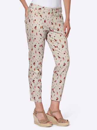 Heine Bequeme Jeans HEINE, Damen, Gr. 38, Normalgr&ouml;ssen, orange (sand, papaya, bedruckt), 98% Baumwolle, 2% Elasthan, gebl&uuml;mt, gemustert, 7/8-L&auml;nge, Jeans B