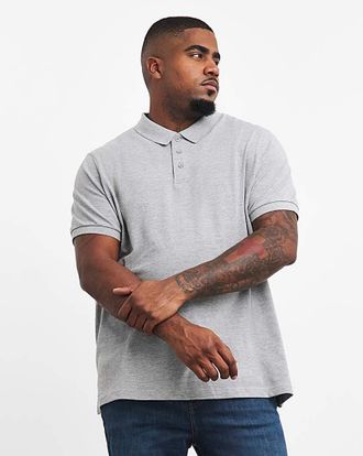 Jacamo Grey Marl Pique Polo Reg
