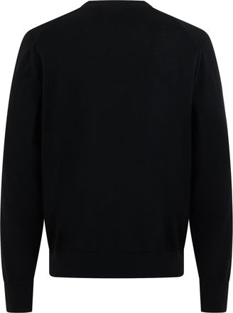 HUGO BOSS Mens Crew Neck Sweater Black Virgin Wool Sweatshirts