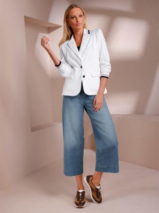 Heine Jackenblazer HEINE Jersey-Blazer, Damen, Gr. 34, ecru, 70% Viskose, 25% Polyamid, 5% Elasthan, &Auml;rmel:28% Polyester, 50% Viskose, 22% Polyamid, Blazer 