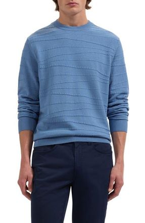 Bugatchi Textured Cotton & Silk Crewneck Sweater in Classic Blue at Nordstrom, Size Xx-Large