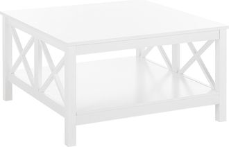 Beliani Beliani - Mesa De Centro Tablero Cuadrado Blanco 2 Niveles Base En Forma De X Boho Lotta