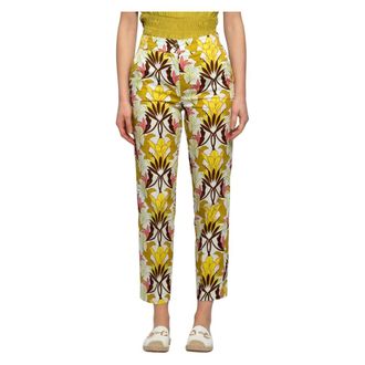 Kocca Bloemenkatoenen broek - Dames - Vrijetijds broeken - Veelkleurig - S - Katoen - Broeken