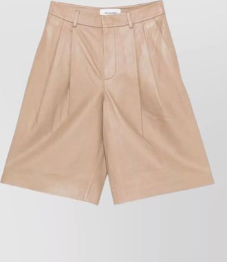 Yves Salomon leather bermuda shorts pleated tailored style