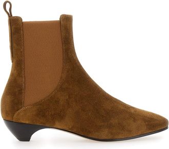 Le Monde Beryl allegra Chelsea Beige Ankle Boots With Elastic Panels In Suede Woman