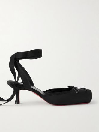 Christian Louboutin Décolleté In Raso Con Finiture In Gros-grain E Fiocco Cassia 55 - Nero