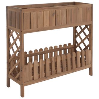 Hhg [nunca Usado] Jardinera Elevada Hhg-450, Macetero, Estante Para Flores, Para Exterior, Madera De Acacia Con Certificaci&oacute;n Mvg, 90 X 95 X 31 Cm, Marr&oacute;n