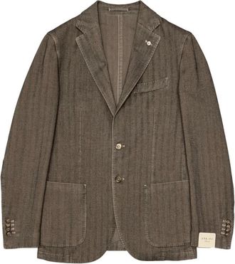 L.B.M. 1911 Tijdloze elegantie in Alpaca Check - Heren - Blazers - Bruin - M - Jassen