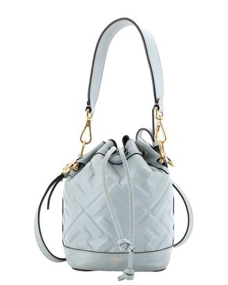 Fendi Fendi Blue Zucca Embossed Leather Mon Tresor Bucket Bag Mini (Authentic Pre-Loved)