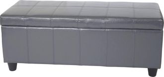 Hhg Nunca Usado] Ba&uacute;l Banco Asiento Kriens, Cuero + Polipiel, 112x45x45cm Certificado Mvg, Gris