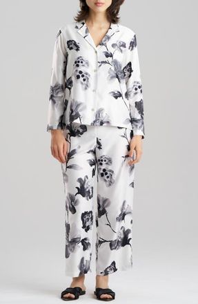 Natori Aurelia Charmeuse Crop Pajamas in Warm White at Nordstrom, Size X-Small
