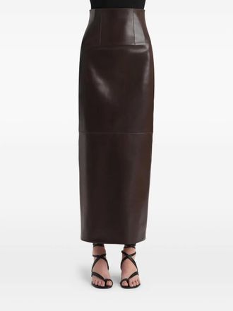 Khaite Loxley lambskin high-waisted maxi skirt - Brown