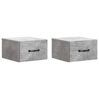 vidaXL Mesita De Noche De Pared 2 Pcs Gris Hormig&oacute;n 34,5 X 33 X 20 Cm Vidaxl