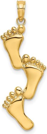 Diamond2Deal 14k Yellow Gold Polished Triple Vertical Feet Charm