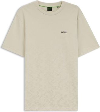BOSS Cotton-piqu&eacute; T-shirt with all-over print