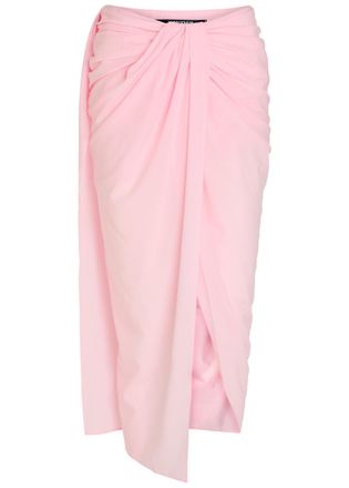 Jacquemus La Jupe Pareo Draped Muslin Midi Wrap Skirt - Light Pink - 34 (UK6 / XS)