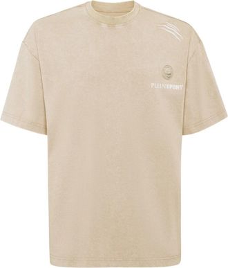 Plein Sport T-Shirt Ronde Hals - Heren - Sportshirts - Beige - XL - Katoen - Fitness