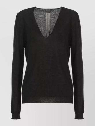 Rick Owens v neck top long sleeves sheer knit