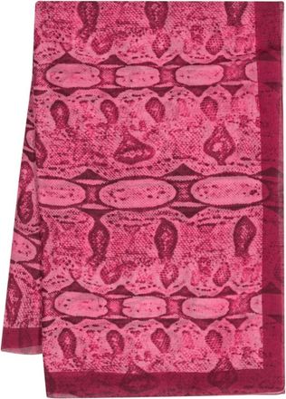 Gucci snake-print chiffon scarf - women - Cotton - One Size - Pink