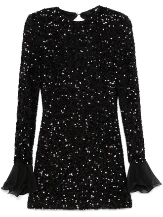 Rotate Abito corto con paillettes - Nero