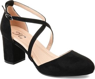 Journee Collection Foster Pump Black Block Heel DOrsay HAWK629