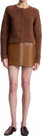 A.L.C. Cowan Glossy Leather Mini Skirt In Saddle