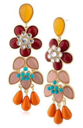 Jardin Flower Linear Drop Earrings in Multi/Gold at Nordstrom Rack