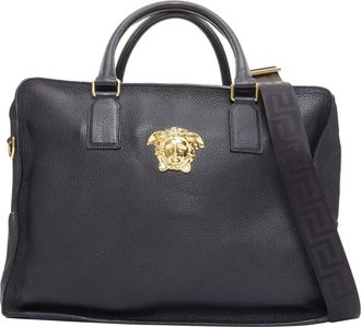 Versace Medusa Palazzo black calfskin g emblem laptop briefcase bag