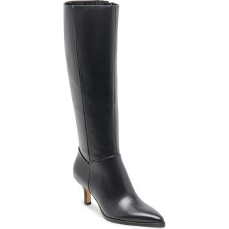 Dolce Vita Aldy Pointed Toe Knee High Boot in Black Leather at Nordstrom Rack, Size 5.5