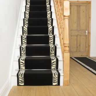 Runrug Stair Runner Carpet for Staircases - Soft & Comfy, 9mm - Zebra in Black | Size: 60 cm x 630 cm