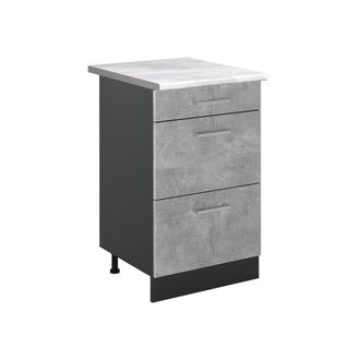 Vicco Mueble Bajo De Cocina R-line, Hormig&oacute;n/antracita, 50 Cm Encimera M&aacute;rmol, Vicco