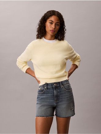 Calvin Klein Jeans Calvin Klein Womens Smooth Cotton Monogram Sweater - Yellow - XL