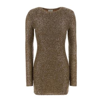 Saint Laurent Korte jurk met lange mouwen - Dames - Jurken - Geel - Maat: S