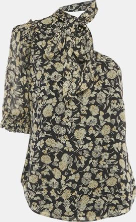 Ralph Lauren Polo Ralph Lauren Black Floral Print Chiffon One-Shoulder Top