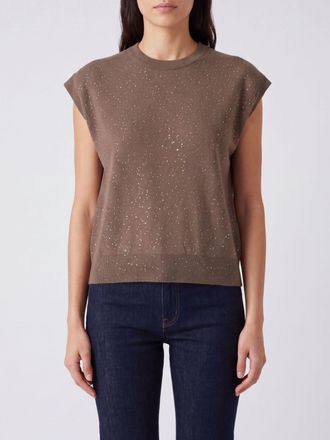 Herno Maglia in misto lana con paillettes e maniche corte