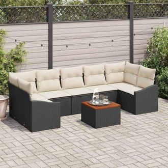vidaXL Conjunto De Sof&aacute; De Jard&iacute;n 8 Pcs Negro Y Blanco Vidaxl