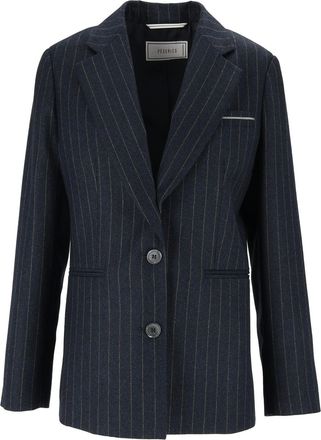PESERICO Pinstripe Tailored Buttoned Cuffs Blazer