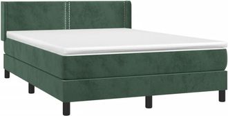 vidaXL Cama Box Spring Con Colch&oacute;n Terciopelo Verde Oscuro 140x200 Cm Vidaxl