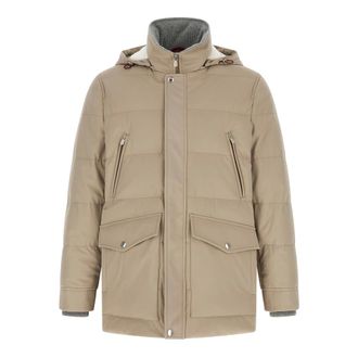 Brunello Cucinelli Donsjas Parka - Heren - Mantels - Beige - Maat: M Leer