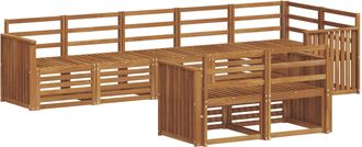 vidaXL Conjunto De Sof&aacute;s De Exterior 8 Uds. Natural Poli&eacute;ster Vidaxl